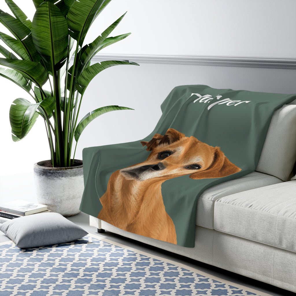 Personalized Pet Portrait Sherpa Blanket