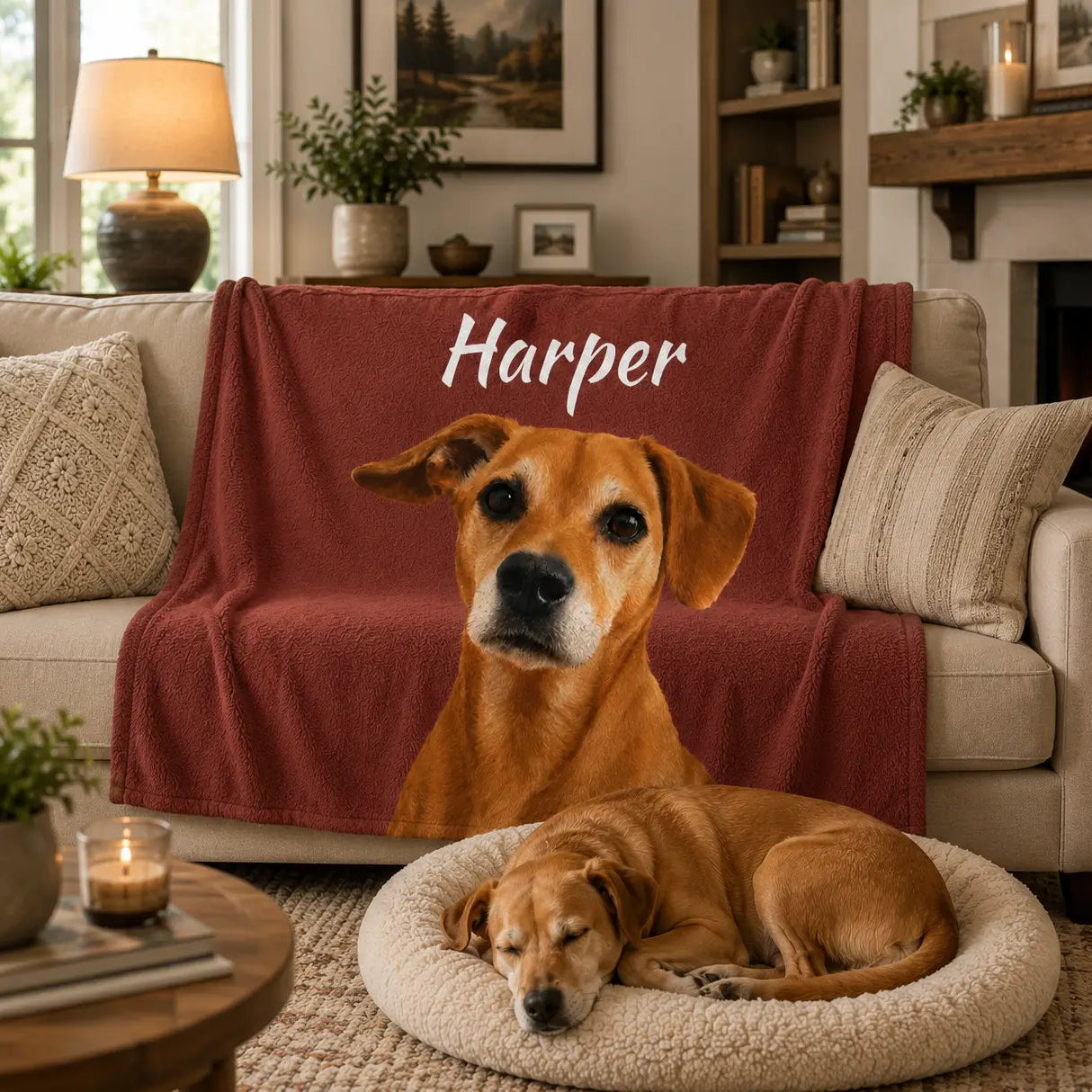 Personalized Pet Portrait Sherpa Blanket