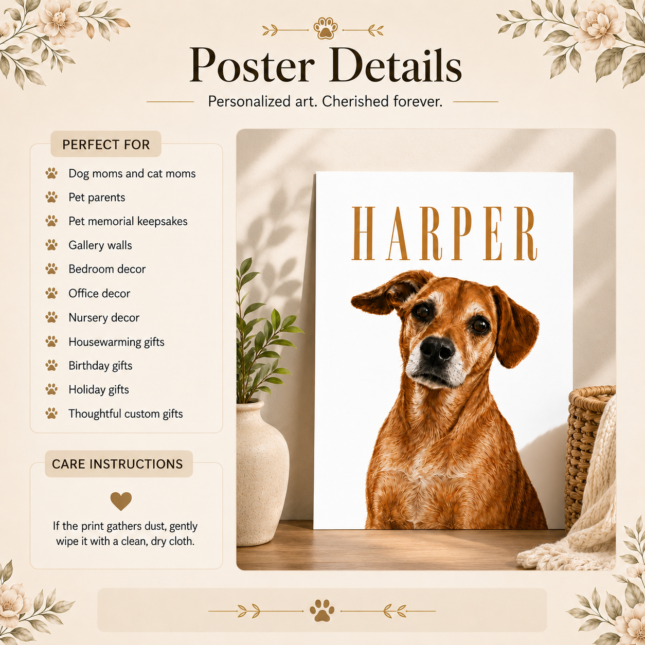 Personalized Pet Portrait Art Print