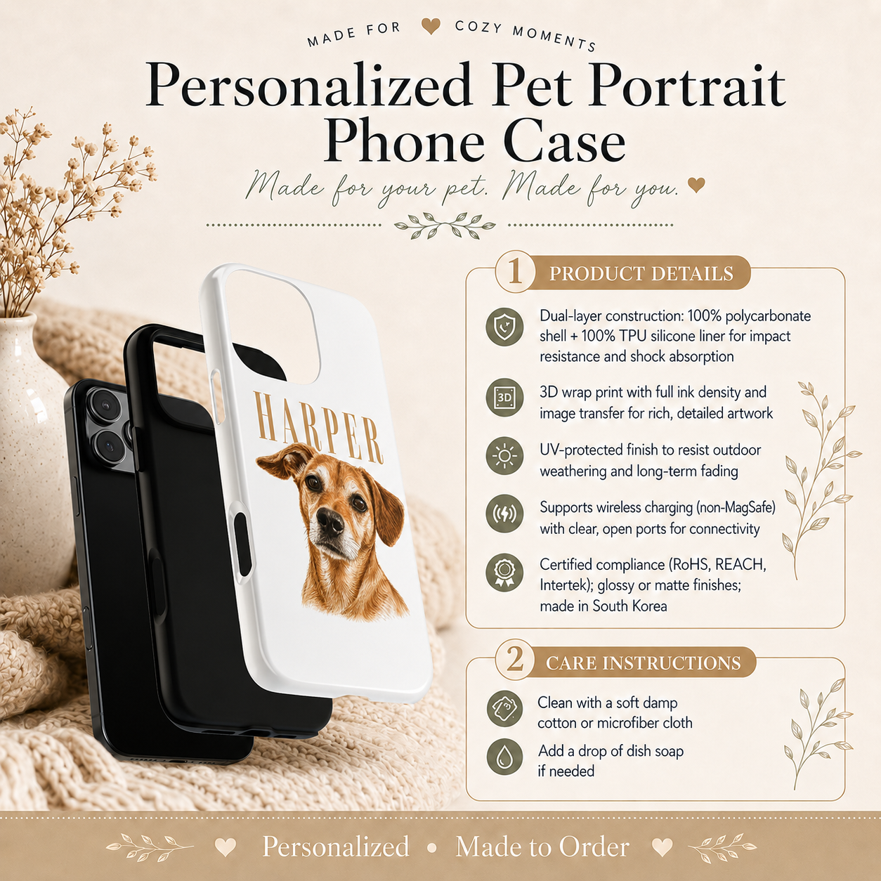 Personalized Pet Portrait Phone Case