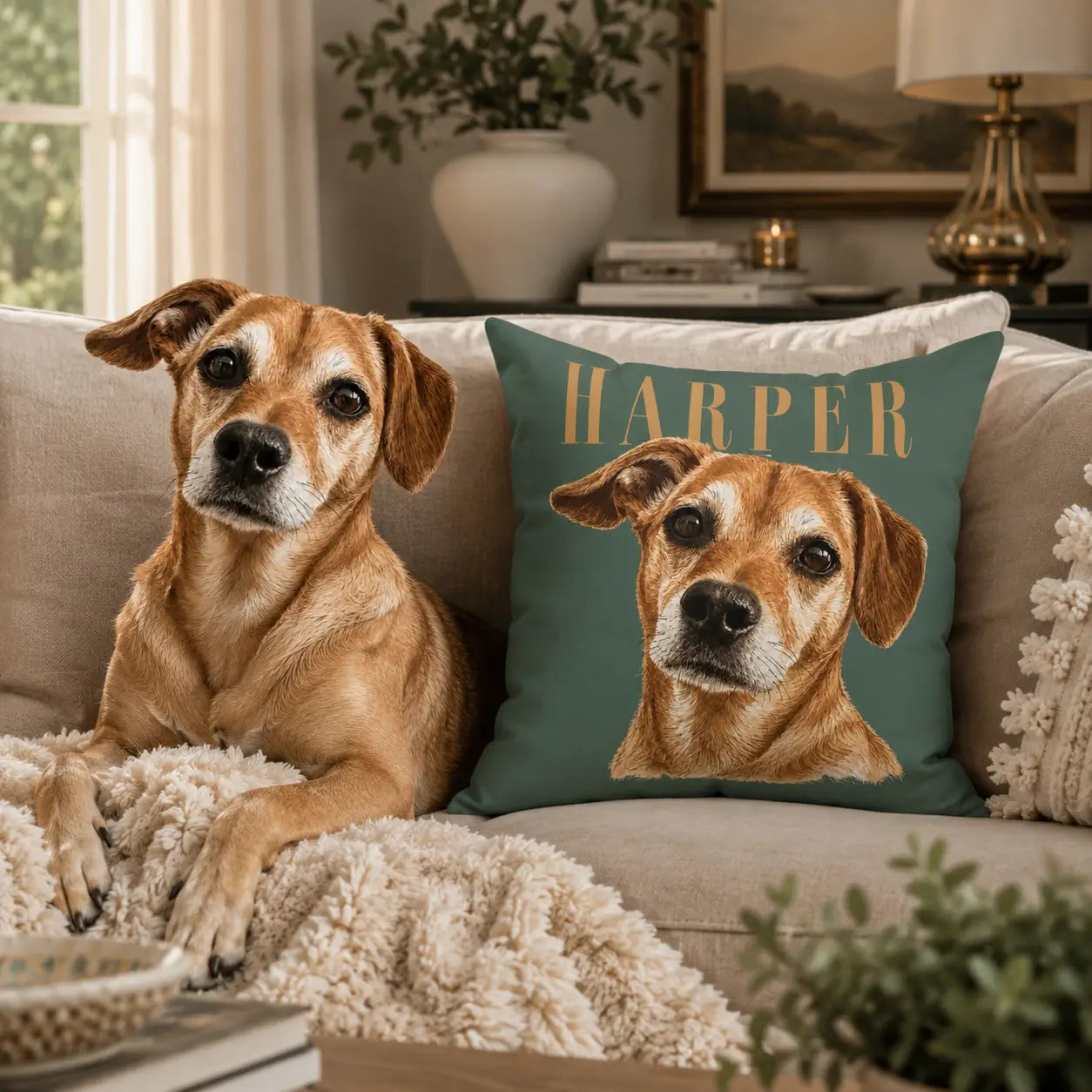 Personalized Pet Portrait Pillow