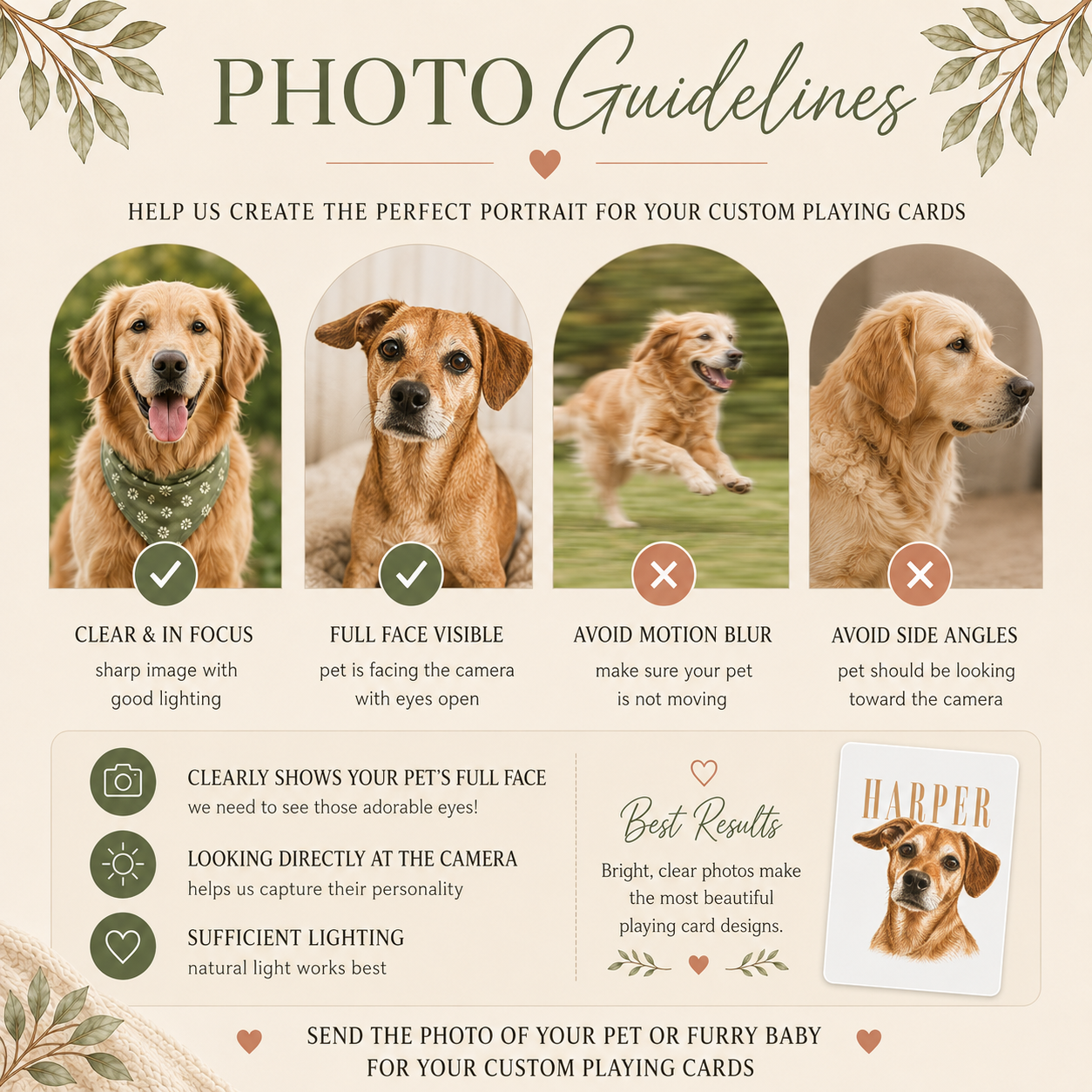 Personalized Pet Portrait Playing Cards