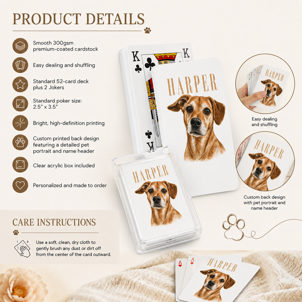 Personalized Pet Portrait Playing Cards