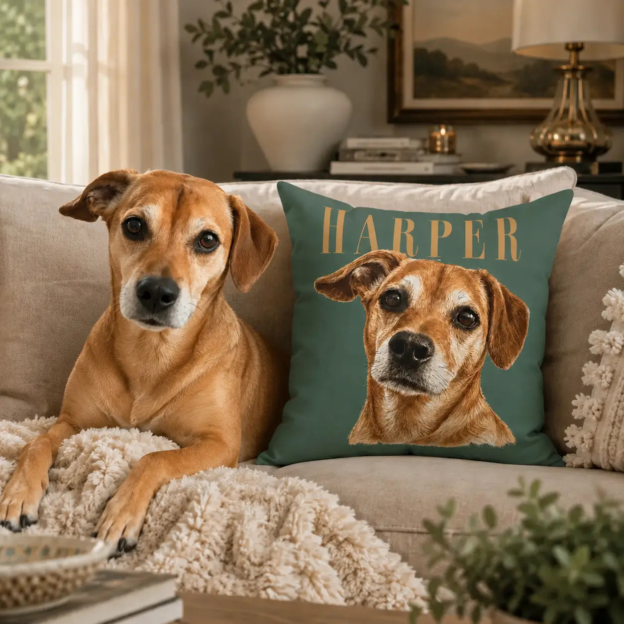 Personalized Pet Portrait Pillow