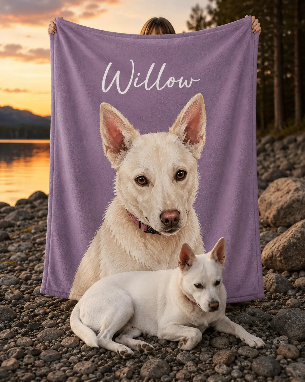 Personalized Pet Portrait Sherpa Blanket